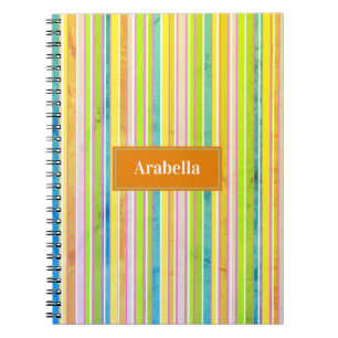 Bright Coloured Stripes Monogram Notebook
