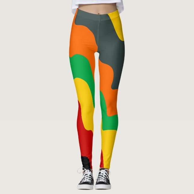 Bright coloured wavy ocean waves gradient  leggings (Front)