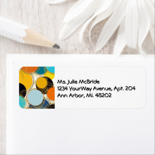 Bright Colourful 80's Retro Abstract Gold Address