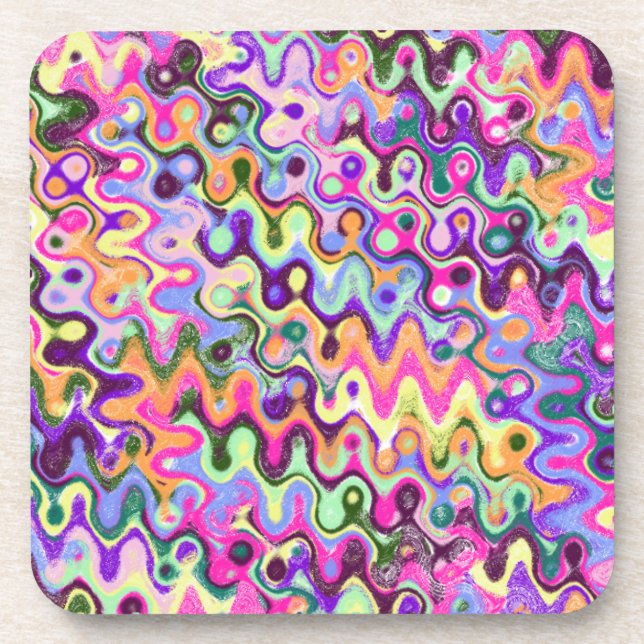 Bright Colourful Abstract Art Coasters (Front)