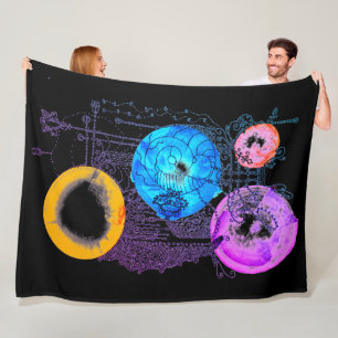 Bright Colourful Abstract Art Expanding Multiverse Fleece Blanket