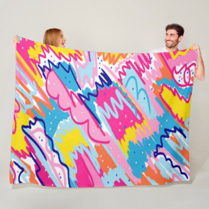 Bright Colourful Abstract Art Fleece Blanket