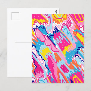 Bright Colourful Abstract Art Postcard
