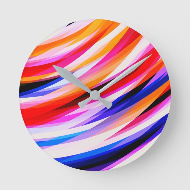 Bright Colourful Abstract Art Round Clock (Front)