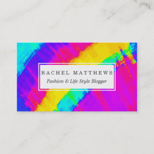 Bright Colourful Abstract Brushstroke Rainbow Business Card