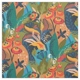 Bright Colourful Abstract Floral Fabric