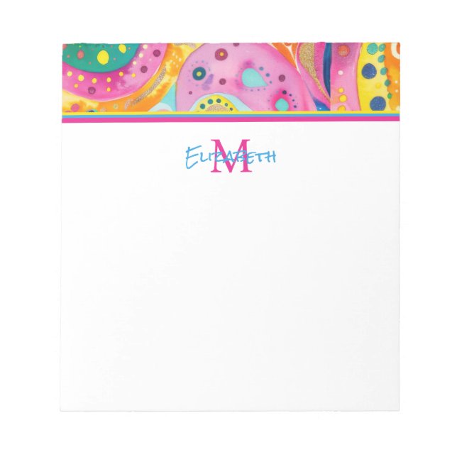 Bright Colourful Abstract Geometric Recipe Notepad (Front)