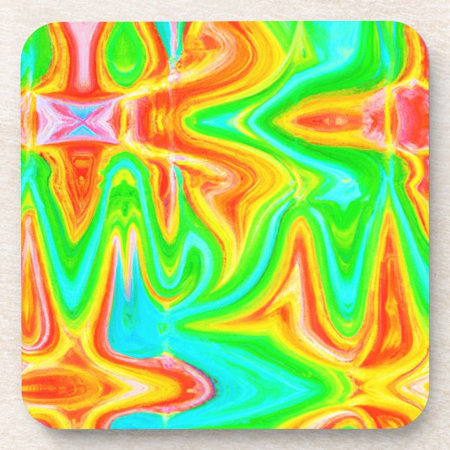 Bright Colourful Abstract Pattern Coaster (Front)