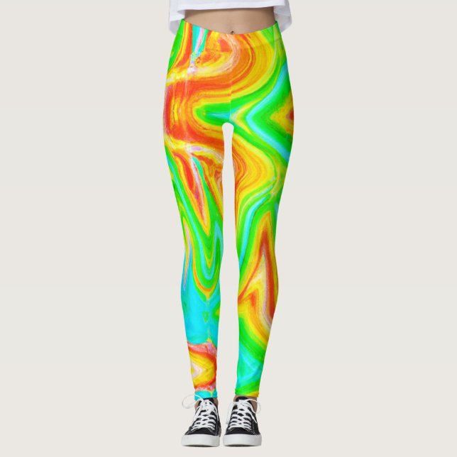 Bright Colourful Abstract Pattern Leggings (Front)