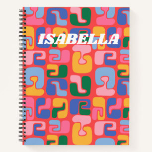 Bright Colourful Abstract Shapes Personalised Name Notebook