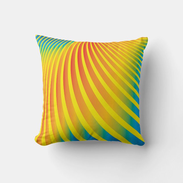 Bright Colourful Abstract Stripes Cushion (Front)