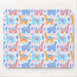 Bright Colourful Alpaca Pattern Mouse Pad