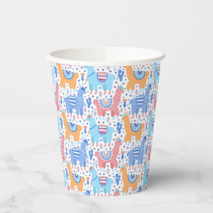 Bright Colourful Alpaca Pattern Paper Cups