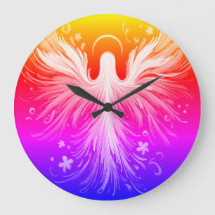 Bright Colourful Angel Design on a Round Wall Cloc Large Clock