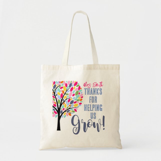 Bright colourful apple tree helping us grow class tote bag (Front)