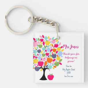 Bright colourful apple tree helping us grow key ring