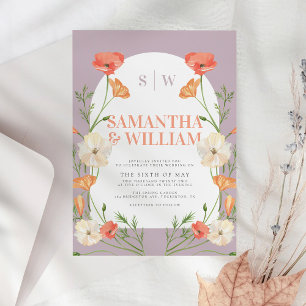 Bright Colourful Arch Boho Floral Wedding Invitation