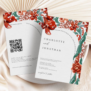 Bright Colourful Autumn Floral Wedding Invitation