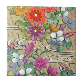 Bright colourful autumn flowers tile