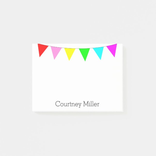 Bright Colourful Banner Flags with Your Name Post-it Notes (Front)