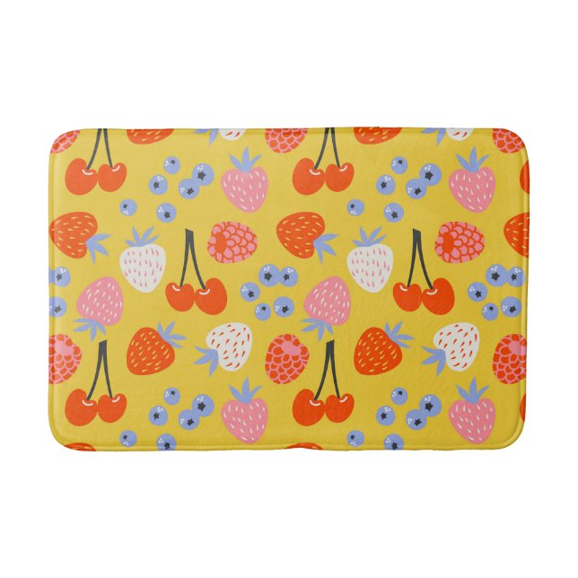 Bright Colourful Berry Fruit Pattern Bath Mat (Front)