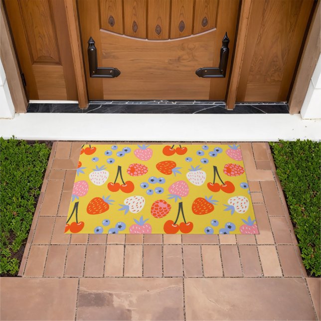 Bright Colourful Berry Fruit Pattern Doormat (Outdoor)