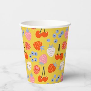 Bright Colourful Berry Fruit Pattern Paper Cups