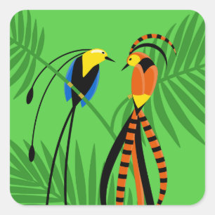 Bright Colourful Birds of Paradise Square Sticker