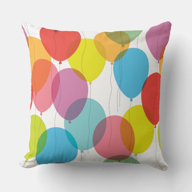 Bright Colourful Birthday Balloons Pillow (Front)