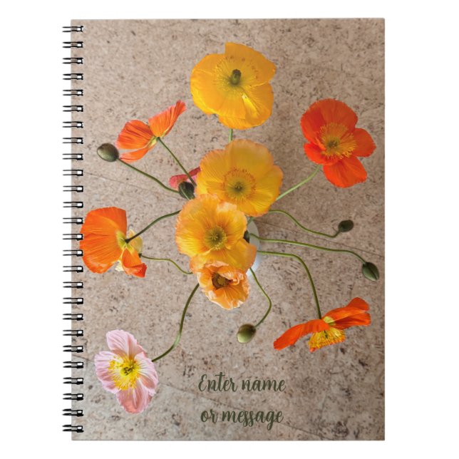 Bright Colourful Birthday Poppy Notebook (Front)