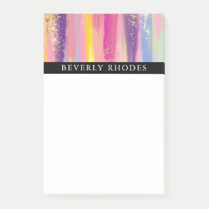 Bright Colourful Brushstrokes and Faux Sparkles Post-it Notes