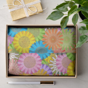 Bright Colourful Busy Chaotic Hippy Flower Pattern Tissue Paper
