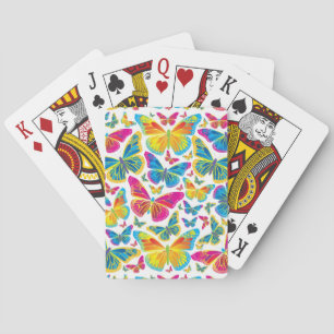 Bright colourful butterflies pink playing cards