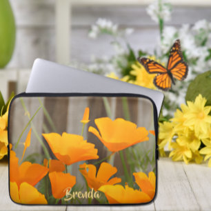 Bright Colourful California Poppies Personalised Laptop Sleeve