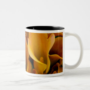 Bright colourful calla lilies at the Two-Tone coffee mug