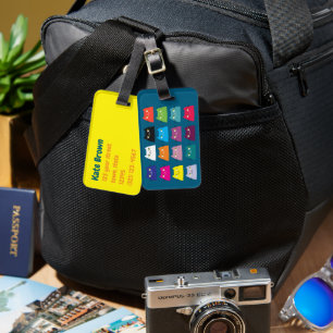Bright Colourful Cat Luggage Tag Cute Travel
