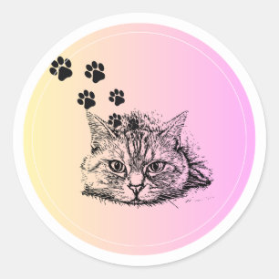 Bright Colourful Cat Sticker – Cute Artistic Cat V