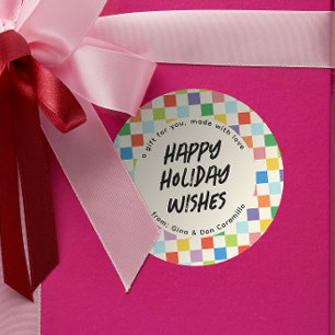 Bright Colourful Chequerboard Gift Classic Round Sticker