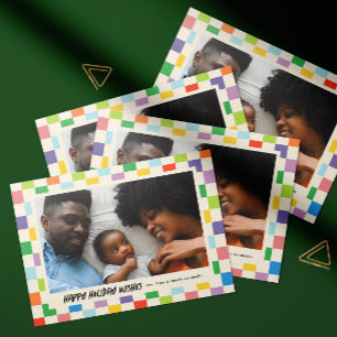 Bright Colourful Chequerboard Landscape Photo Card