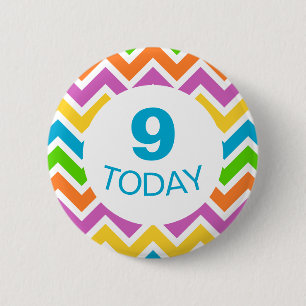 Bright Colourful Chevron Custom Birthday Age Numbe 6 Cm Round Badge