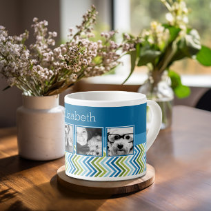 Bright Colourful Chevrons - 4 Photo Collage Espresso Cup