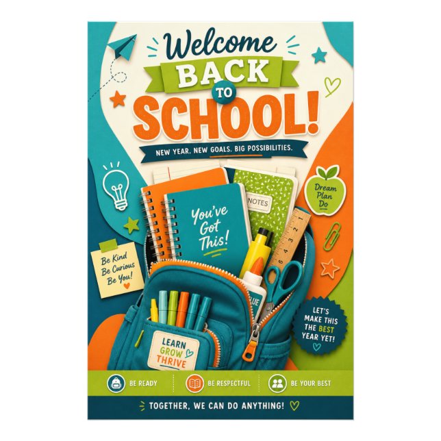 Bright, colourful, classroom wall  art photo print (Front)