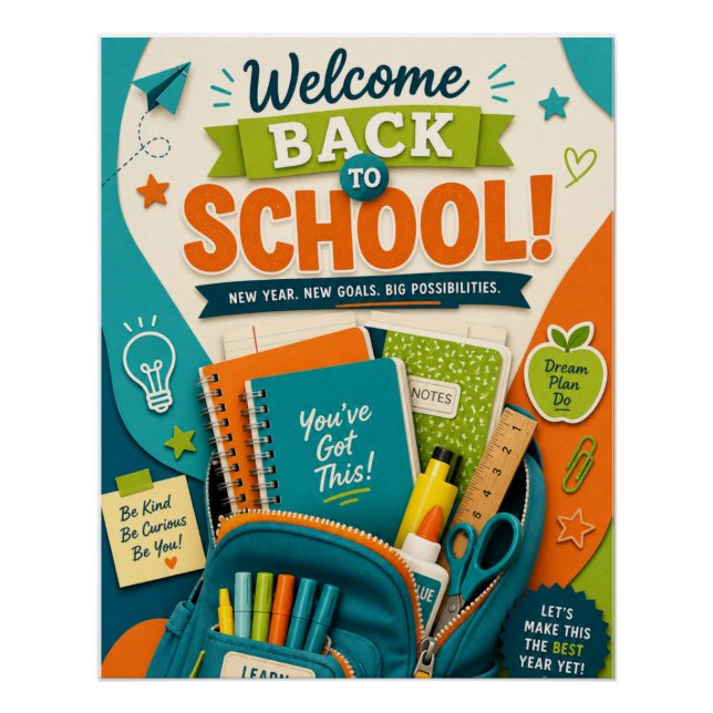 Bright, colourful, classroom wall  art poster (Front)