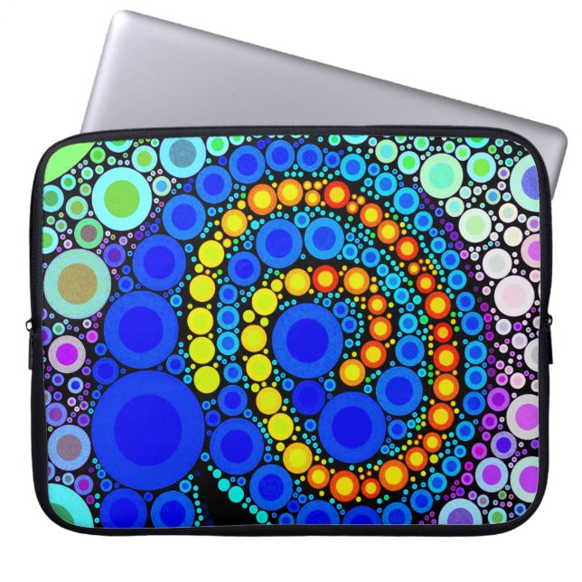 Bright Colourful Concentric Circles Swirl Pop Art Laptop Sleeve (Front)