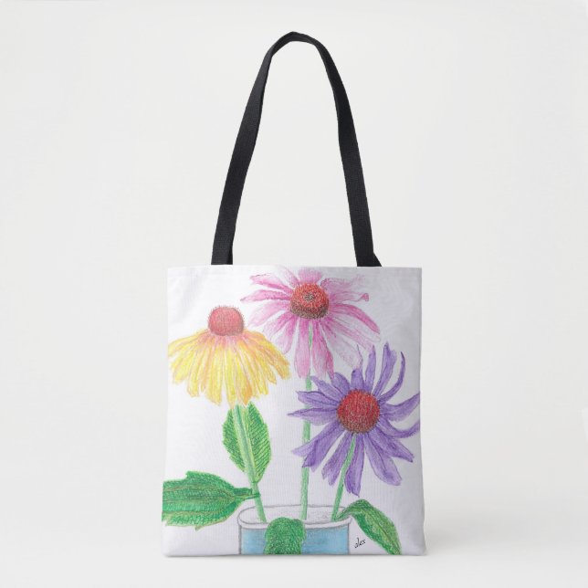 Bright, Colourful Coneflowers Tote Bag (Front)