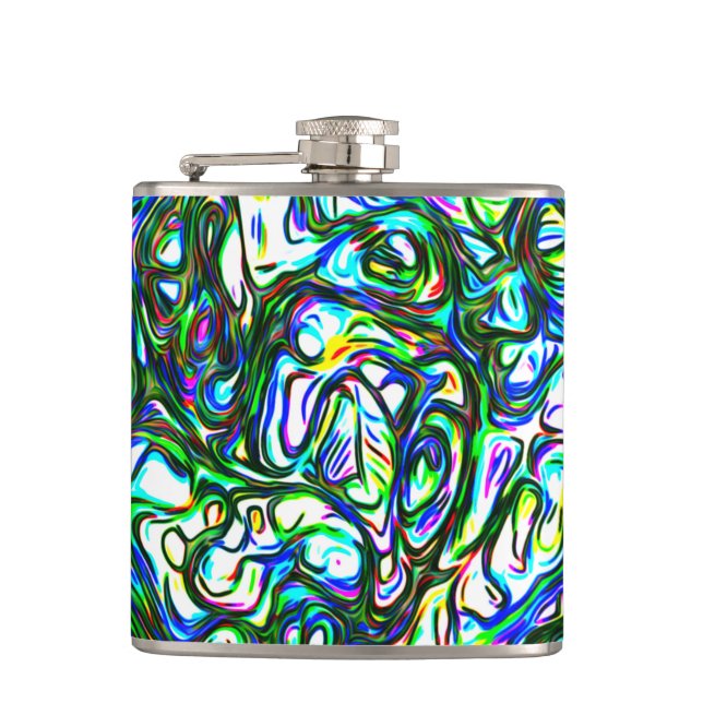 Bright Colourful Cool Funky  Hip Flask (Front)