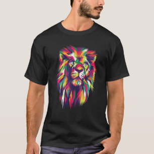 Bright Colourful Cool Lion Head Face Pop Cool Art T-Shirt