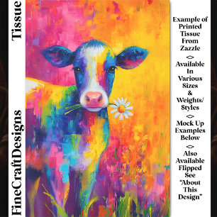 Bright Colourful Cow with Daisy DZ3L Decoupage Tissue Paper