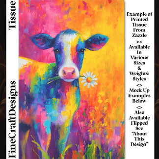 Bright Colourful Cow with Daisy DZ3L Decoupage Tissue Paper