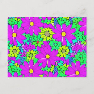 bright colourful daisies flower postcard